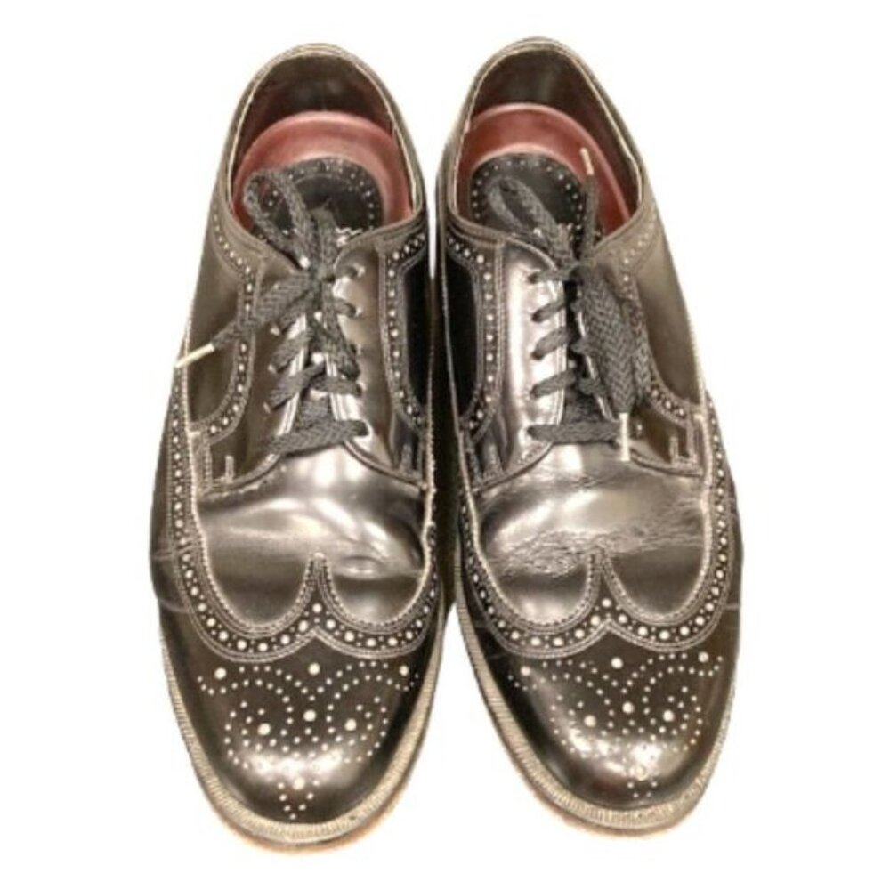 Florsheim Black Leather Brogue Oxford Lace-up Shoes Men's 8.5‎